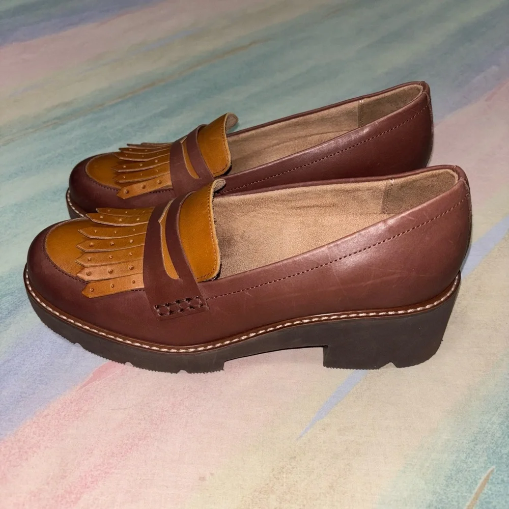 Naturalizer Womens Darcy Tassel Penny Loafer Size 8.5 Lug Leather Brown